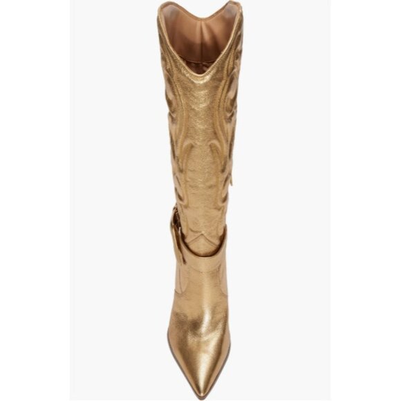 Vince Camuto Biancaa Western Cowboy Leather Tall Boots True Gold SZ 8 NEW - Picture 4 of 7